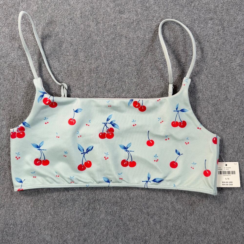 Anthropologie LyreBird Seamless Square-Neck Bralette Small/Medium Blue Cherry